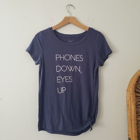 Aerie Side Knot Blue Graphic Tee S - Picture 1 of 8